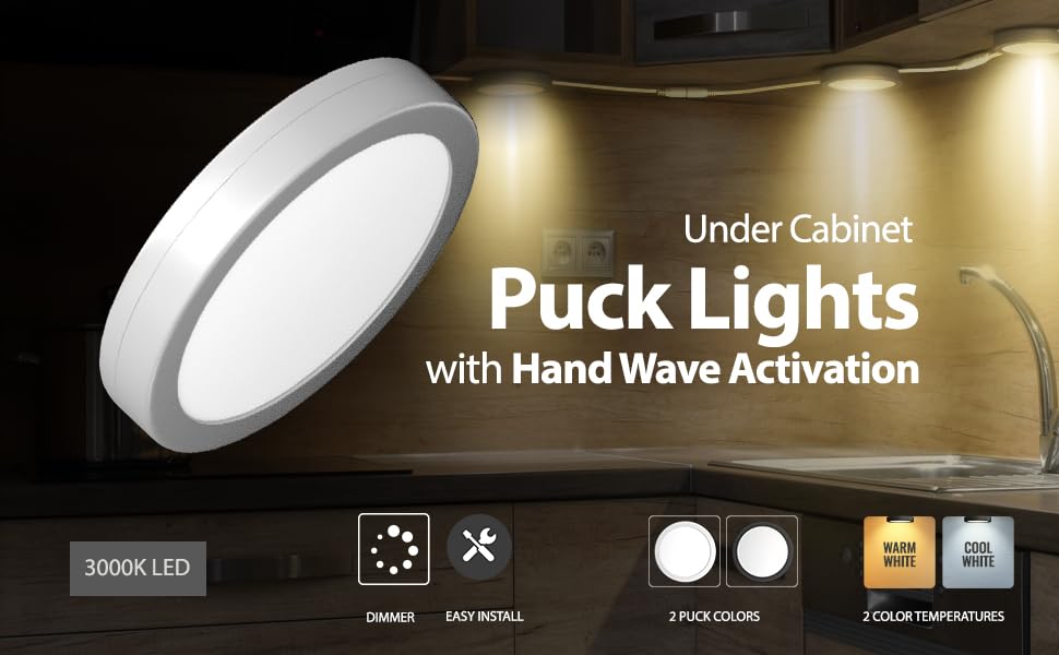 EShine Under Puck Lights with Hand Wave Sensor Circular LED