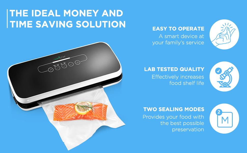 NutriChef Automatic Food Vacuum Sealer Machine Air Sealing System for Food Preservation, Dry