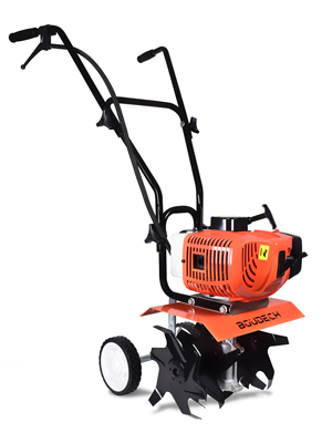 Powerful Boudech 4-stroke petrol motor hoe for home. vegetable garden