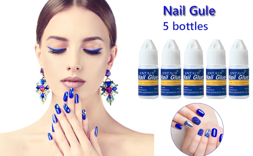5 Bottles MAGIC ARMOR Nail Glue for Acrylic Nails Brush on Nail Glue