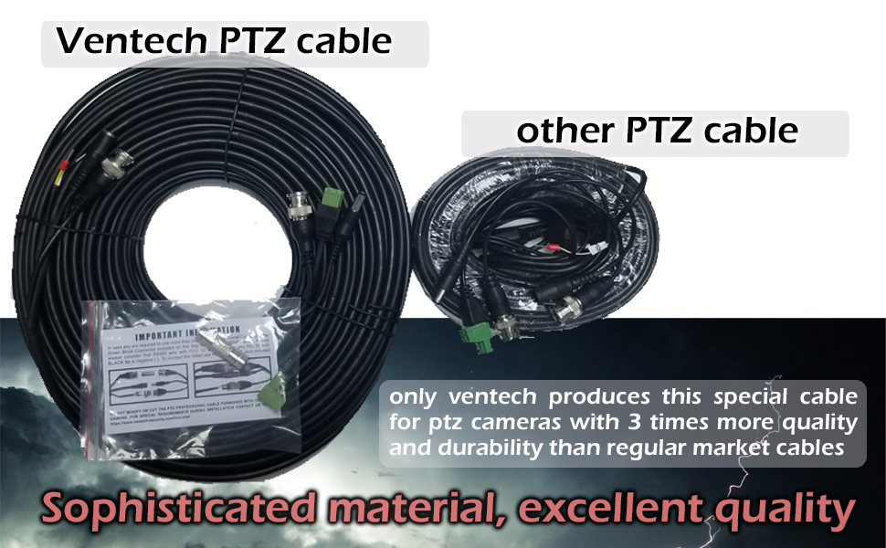 VENTECH 100Ft PTZ Power Video & RS485 Data Control Cable Professional