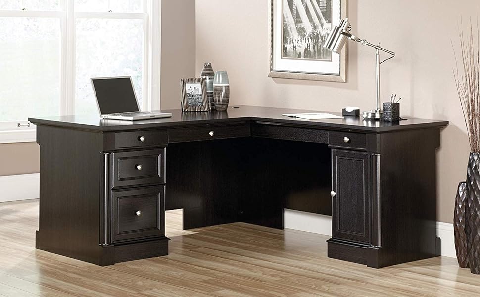Pemberly Row Home Office L Shaped Desk with Computer Tower