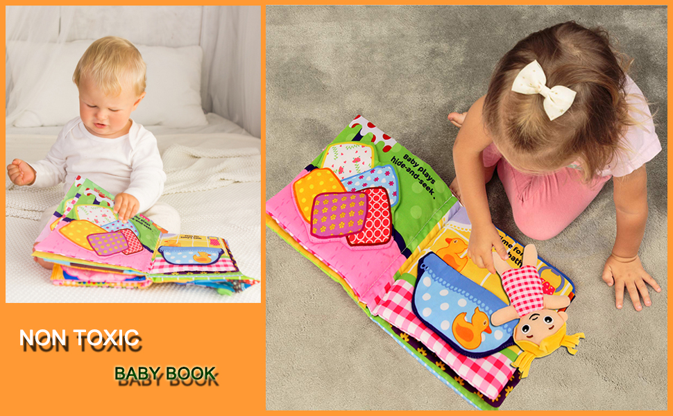 Jollybaby Soft Books for Babies， Cloth Books Touch and Feel for 012