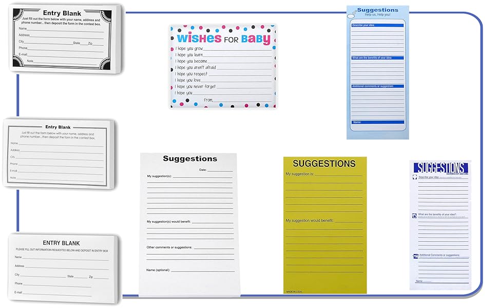 Marketing Holders Blank Suggestion and Blank Entry Forms