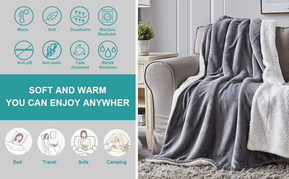 warm throw blanket grey sofa bed kids boys girls