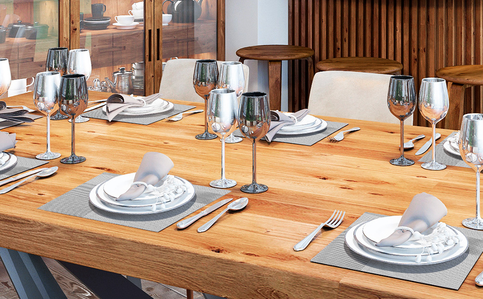 FANTESI Placemats and Coasters Set of 6,Table Mats PVC Woven Insulated