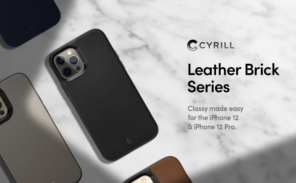 Spigen CYRILL Leather Brick Back Cover Case Compatible with iPhone 12