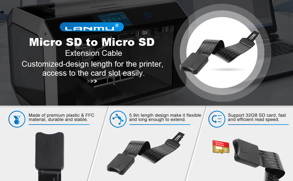 LANMU Micro SD to Micro SD Card Extension Cable Adapter