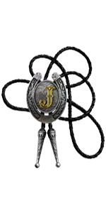 Moranse Bolo Tie Golden Initial Letter A to Z In Western Cowboy Horseshoe Style