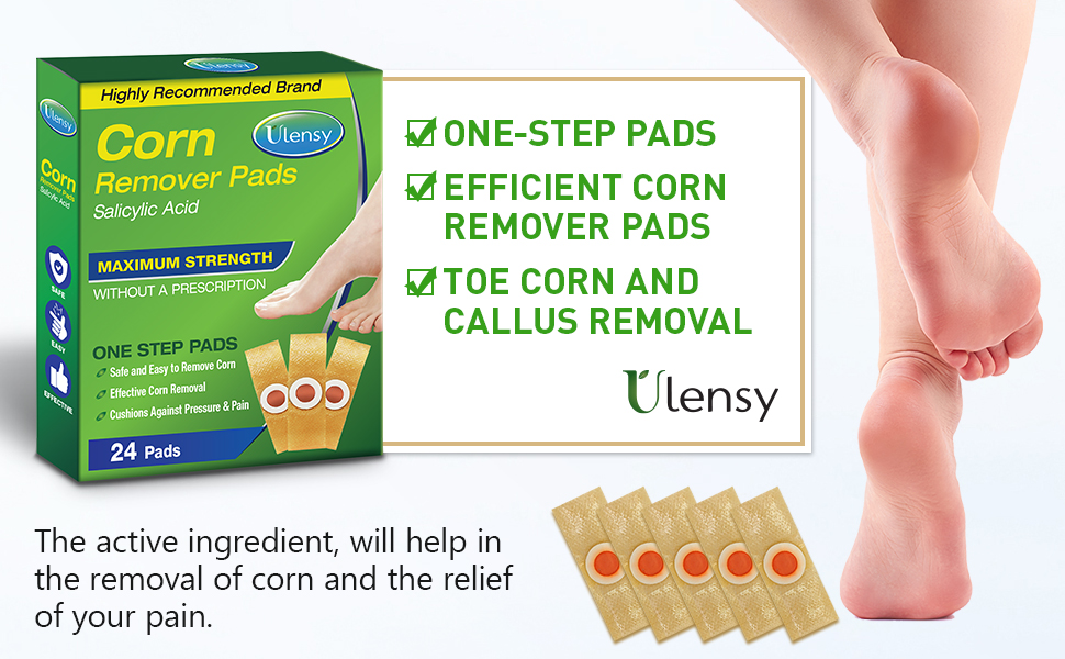 Corn Remover, 24 Corn Remover Pads, Toe Corn and Callus Removal, Corn Treatment Pads