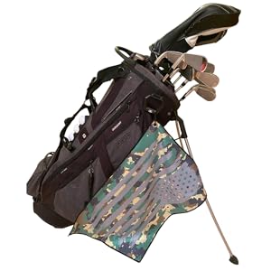 Golf Towel Military Veteran Gift Microfiber Army Marine Camo Camouflage America Flag Clip Carabiner
