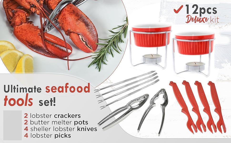 Crabaholik Seafood Tools Set 12pcs Leg Cracking Crab
