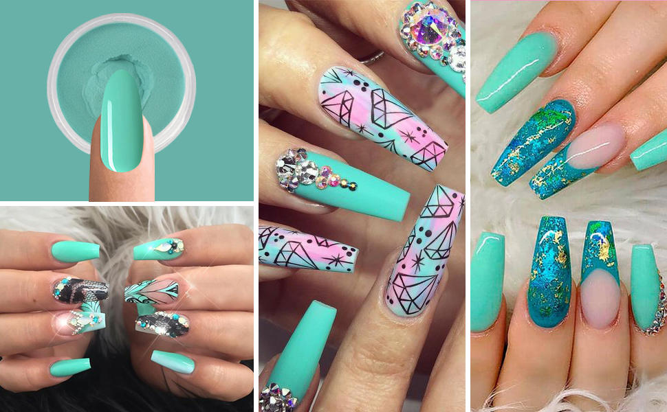 Amazon Com 28g Box Mint Green Color Dipping Powder No Lamp Cure Nails Dip Powder Like Gel Nail Natural Dry For Nail Salon No 37 Everything Else