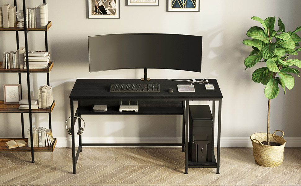 balck computer desk