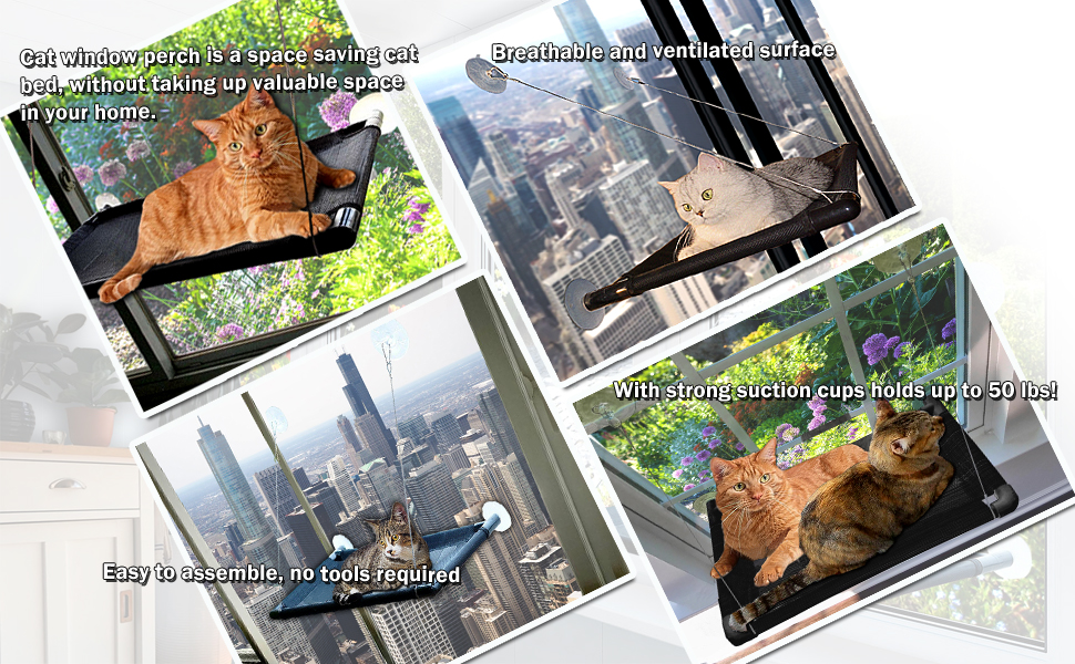 Zone Tech Pet Cat Window Hammock Premium Quality Durable Window Perch