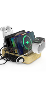 5-port Bamboo Charging Station