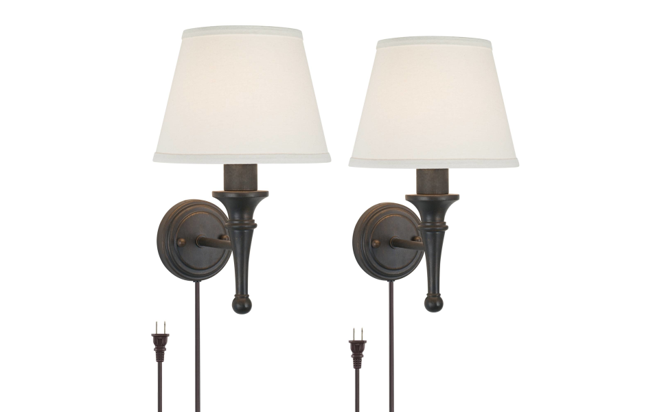 Braidy Rustic Wall Light Sconces Set of 2 with USB Charging Port Bronze