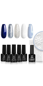 Beetles Christmas Gel Nail Polish Set- Glitter White Gel Polish Kit