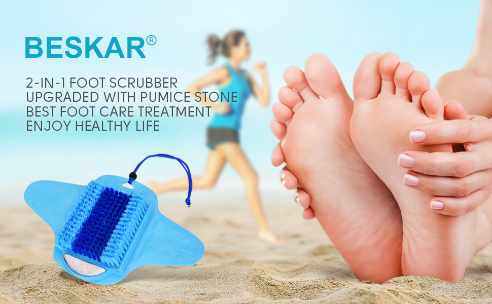 BESKAR Shower Foot Scrubber with Pumice Stone, Foot Clean