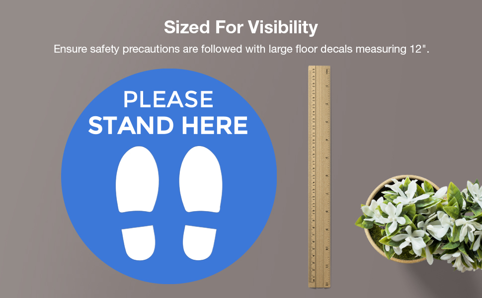 Social Distancing Floor Signs Pack of 5 Stickers Blue