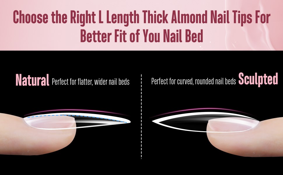 Extra thick natural L almond nail tips