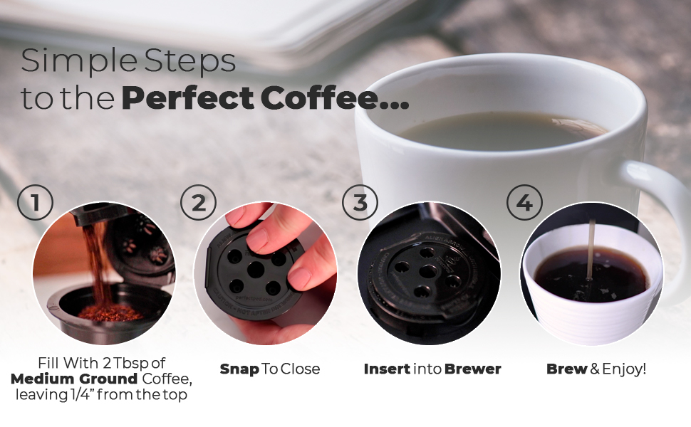 Cafe Supreme Reusable Single Serve Coffee Filter K Cup Pod + EZScoop Coffee Scoop