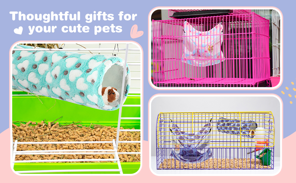 Abbylike 9 Pieces Rat Hammock 3 Tier Guinea Pig Ferret Hammocks Small Pet Hanging Tunnel Glider Toy Guinea Pig Ferret Hideout Bed Cage Accessories for Hamster(Light Brown, White, Black,Paw) 18 B0CNP7H9HS 6
