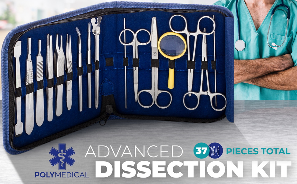 Advanced Dissection Kit 37 Pieces Total. High Grade Stainless Steel