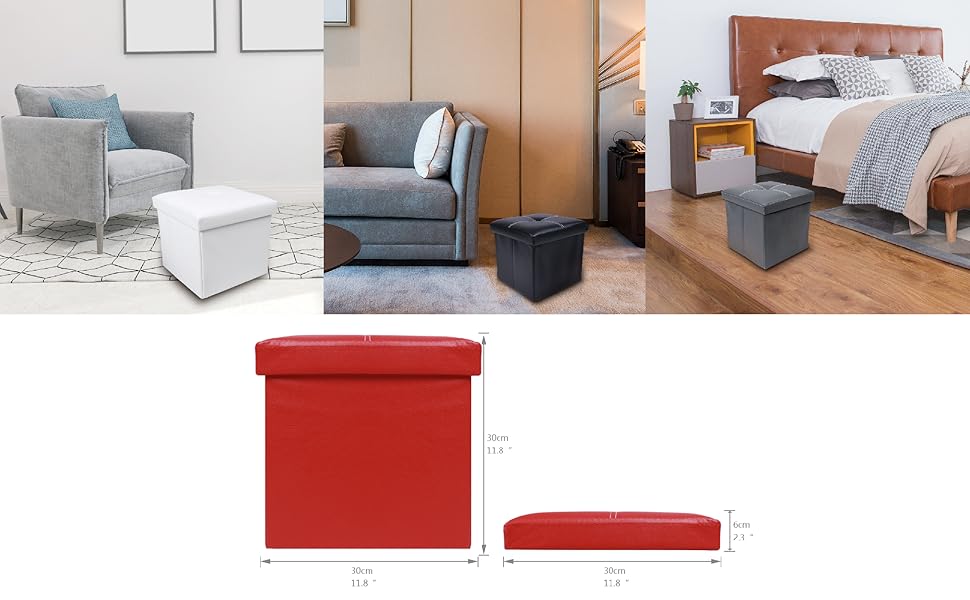 SZAT PRO - Taburete plegable de piel sintética con forma de cubo de