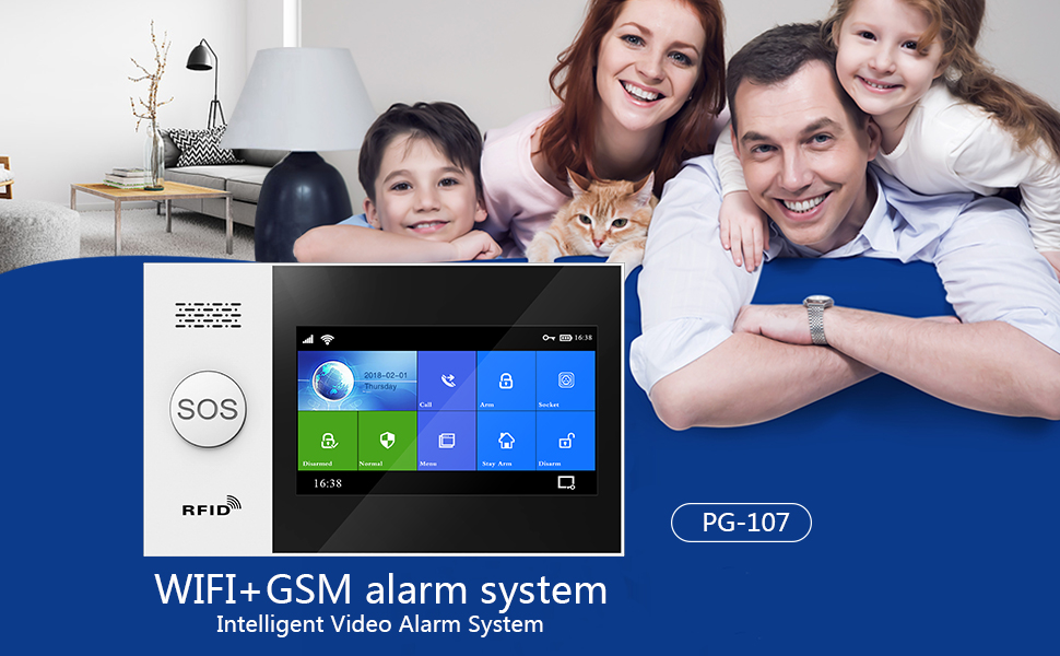 PGST PG107 Home Security System,4.3in Touch Screen WiFi + 3G+ GPRS