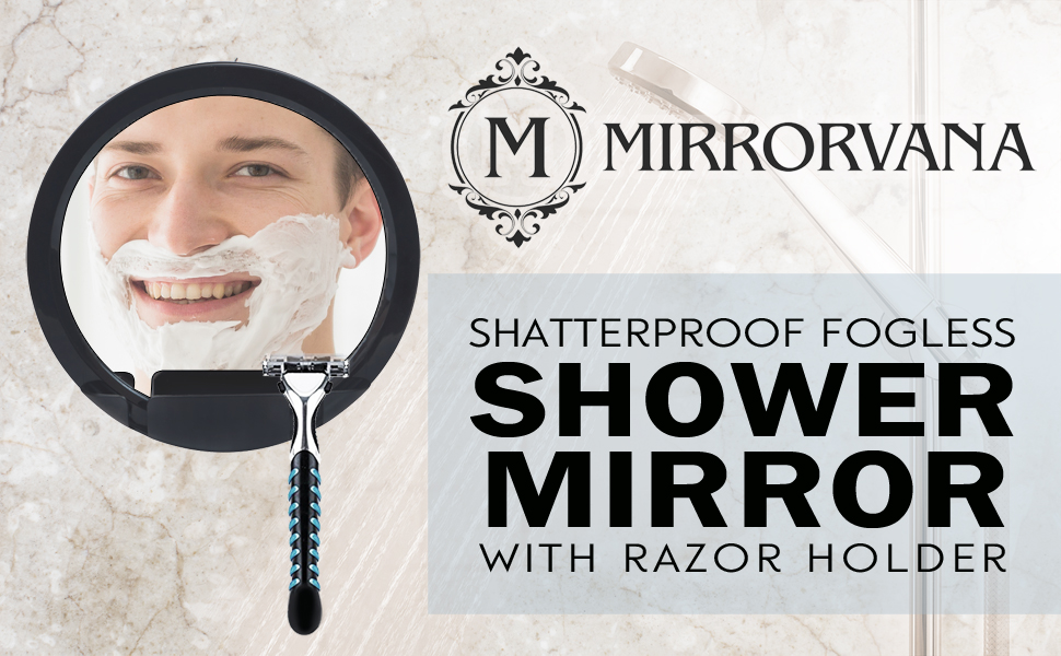MIRRORVANA Fogless Shower Shaving Mirror with Razor Holder and Strong