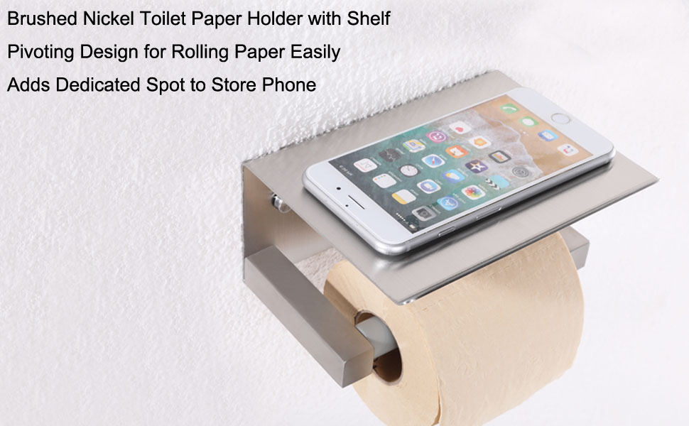 Toilet Paper Holder with Shelf, APLusee SUS304 Stainless Steel Kitchen