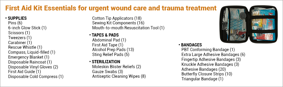 first aid kit for camping and hiking survival disaster trauma treatment wound care products EMT bag