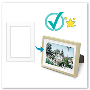 white mat in gold aluminum frame checkmark it fits and protects nice look style