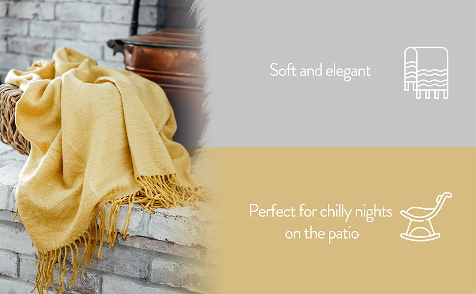 Solid Soft Yellow Throw Blanket with Fringe Tassel 50" x