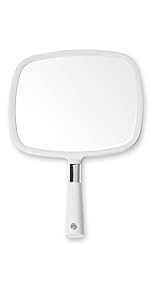 white hand mirror