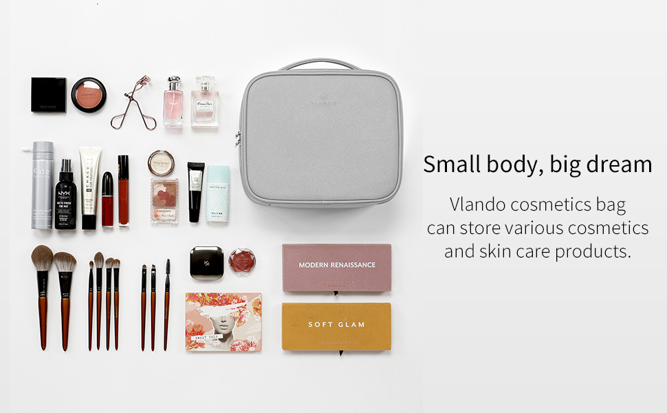 Vlando Leather Travel Makeup Train Case Makeup Cosmetic