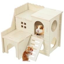 木製小動物用ハビタット Amazon | Mipcase 木製小動物用隠れ家 倉鼠やモルモットのための