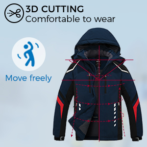 Wantdo Men's Mountain Ski Jacket Waterproof Winter Snow Coat Windproof Outerwear