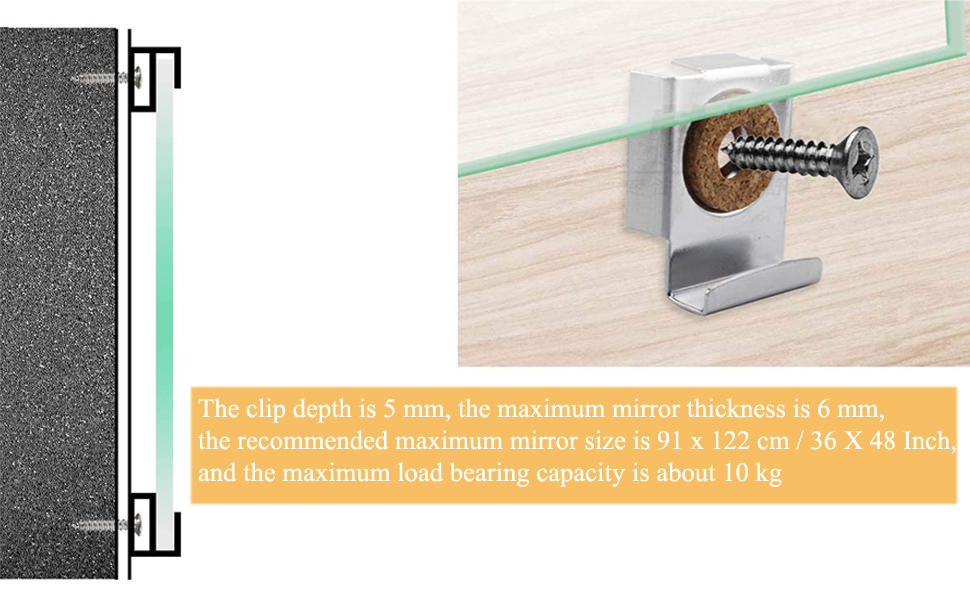 Kamtop 16 PCS (4 Sets) Spring Loaded Mirror Hanger Clips, Unframed