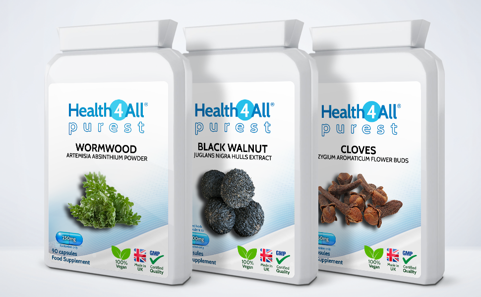 health4all wormwood black walnut cloves capsules intestinal health set