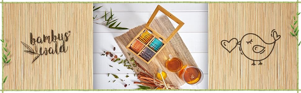 Teebox Holzkiste Tee Teebeutel Teekiste Bambus Nachhaltig Ökologisch Aroma