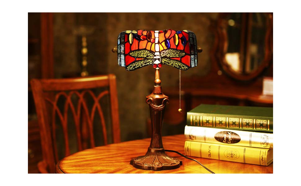 red bankers lamp