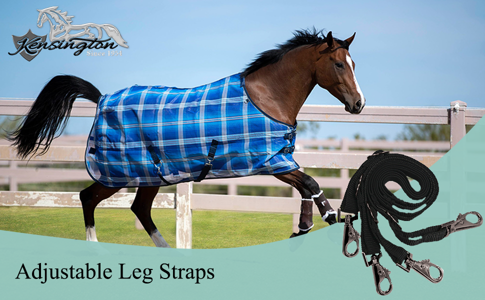 Kensington Adjustable Leg Straps for Horse Blanket — Designed with Elastic for