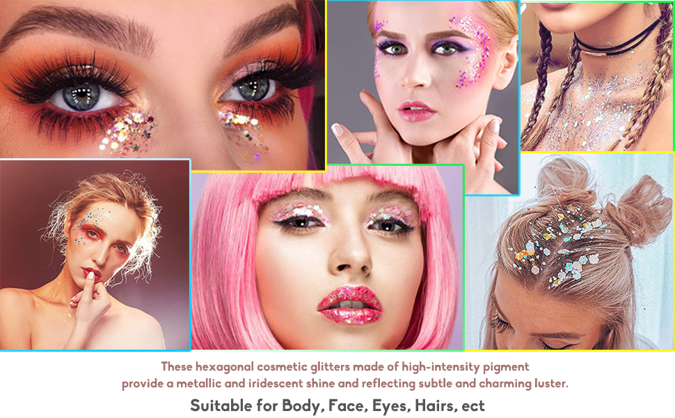 These chunky glitters are ideal for makeup