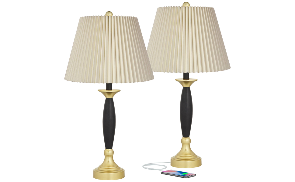 360 Lighting Kamila Traditional Table Lamps Set of 2 with Dual USB