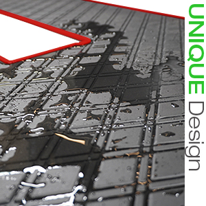 black double diamond floor mat with red trim