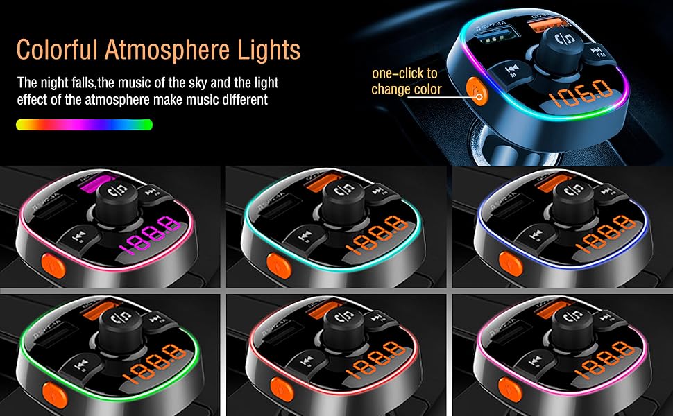 Arsvita Transmisor FM Bluetooth para automóvil, receptor de radio/adaptador de audio