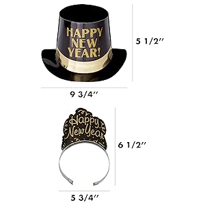 new years eve 2020 nye ball drop party black gold silver supplies leis hats headband noisemakers 