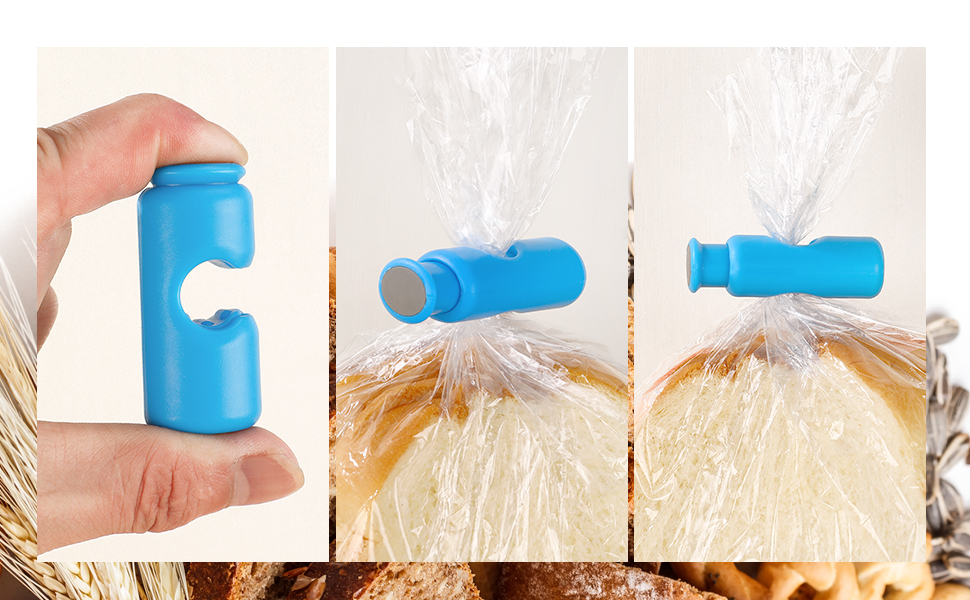 FRIUSATE 12 Pack Bread Bag Clips Squeeze and Lock Food Bag